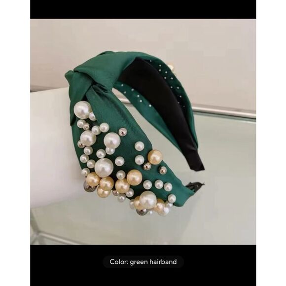 2/$30 Green Pearl Encrusted Goddess Headband,‎ One Size, Green - Picture 1 of 5